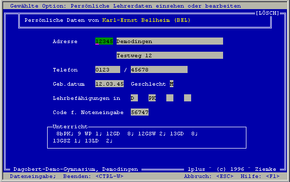 1plus - Individualdaten der Lehrer